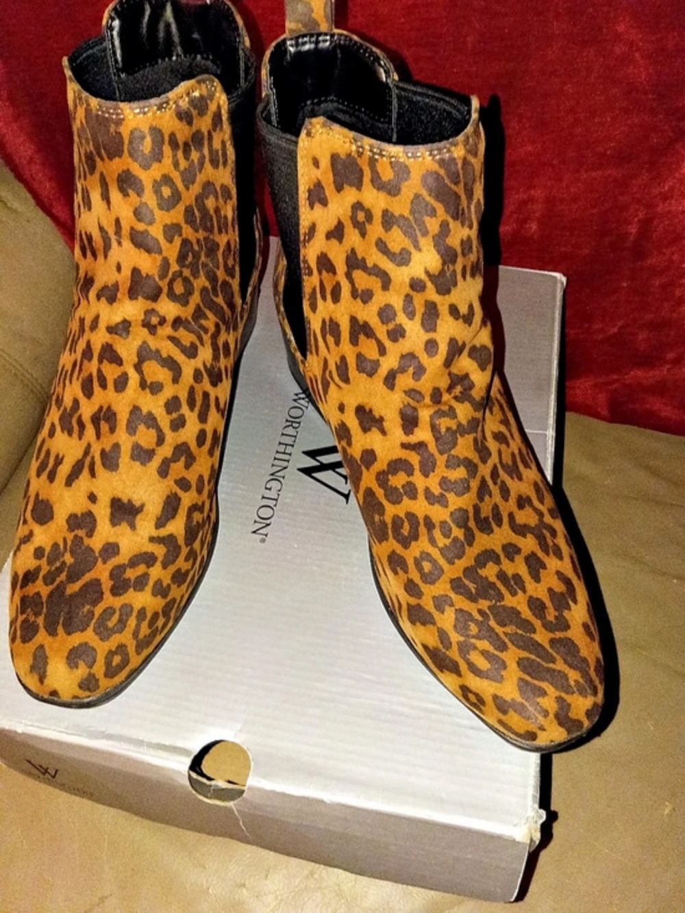 Franco Sarto Leopard Print Ankle Boots